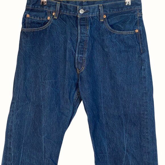 Levi's Vintage 501 Button Fly Original Straight Leg Fit Wide PatchBlue Jeans 36x - Picture 3 of 16
